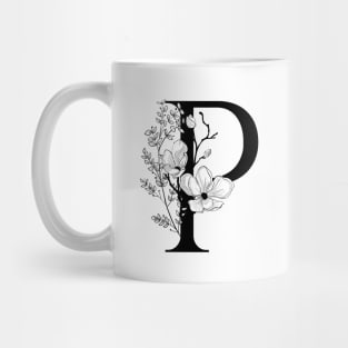 Letter P Monogram - Floral Initial Mug